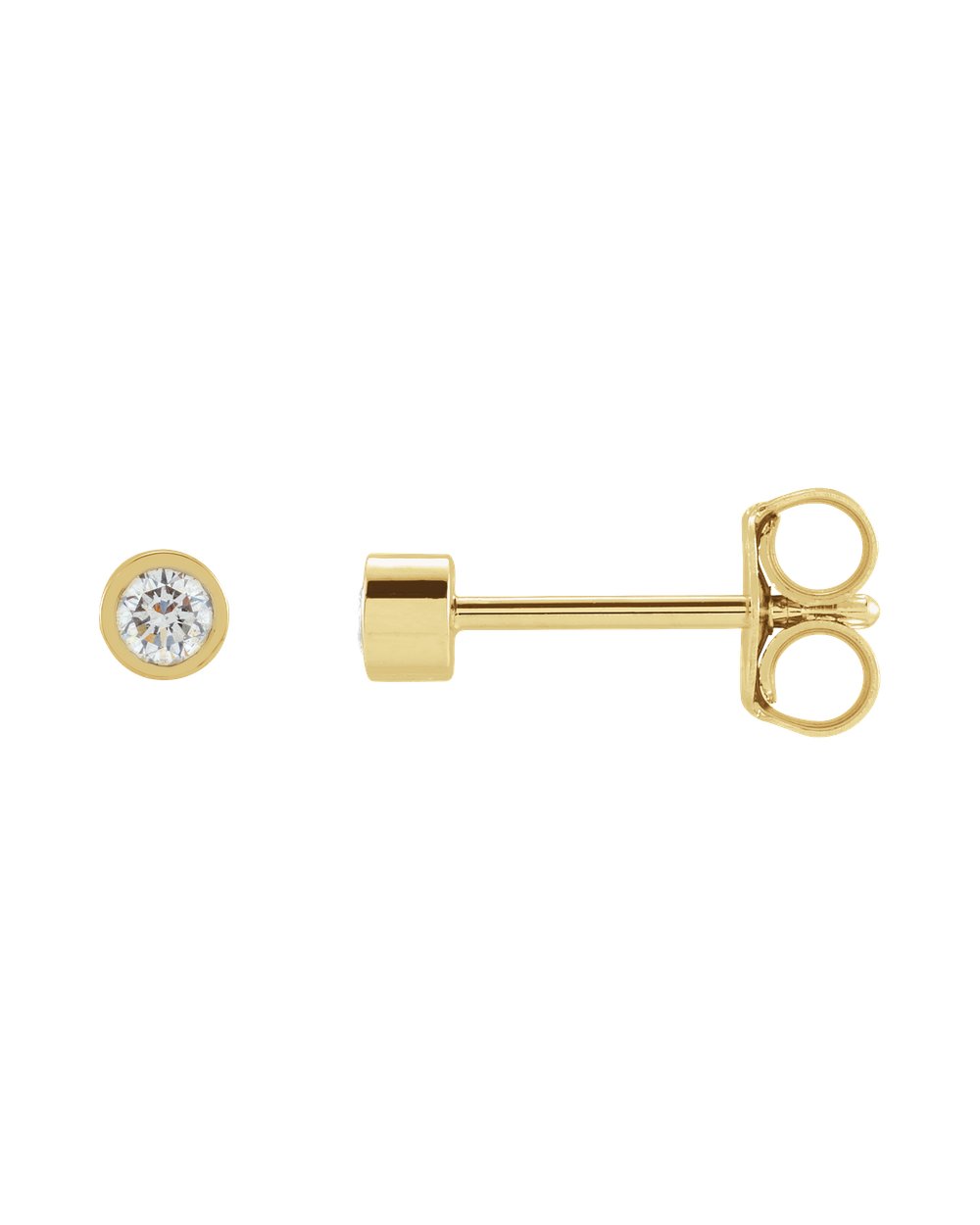 Brinco Ponto de Luz em Ouro 14k com Diamantes Naturais – Mini Aro Liso – Amarelo 14k, 0,10 ct
