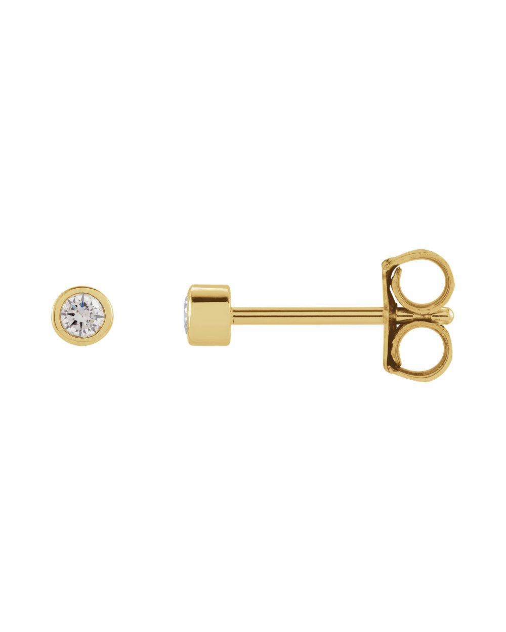 Brinco Ponto de Luz em Ouro 14k com Diamantes Naturais – Mini Aro Liso – Amarelo 14k, 0,05 ct