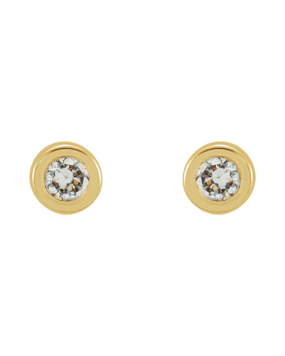 Brinco Ponto de Luz em Ouro 14k com Diamantes Naturais – Mini Aro Liso – Amarelo 14k, 0,02 ct