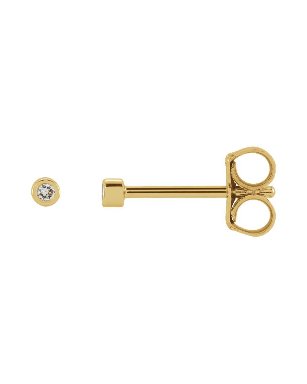 Brinco Ponto de Luz em Ouro 14k com Diamantes Naturais – Mini Aro Liso – Amarelo 14k, 0,02 ct