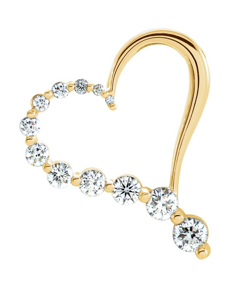 Pingente Trajetória Coração em Ouro 14k com Diamantes Naturais – Modelo 2