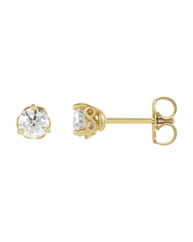Brinco Ponto de Luz Redondo Três Garras Infinito em Ouro 14k com Diamantes de Laboratório