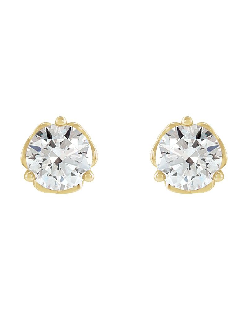 Brinco Ponto de Luz Redondo Três Garras Celta em Ouro 14k com Diamantes Naturais