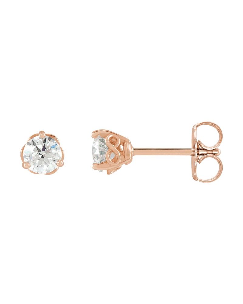 Brinco Ponto de Luz Redondo Três Garras Infinito em Ouro 14k com Diamantes Naturais