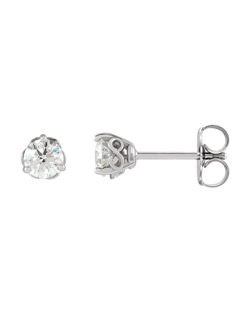 Brinco Ponto de Luz Redondo Três Garras Infinito em Ouro 14k com Diamantes Naturais