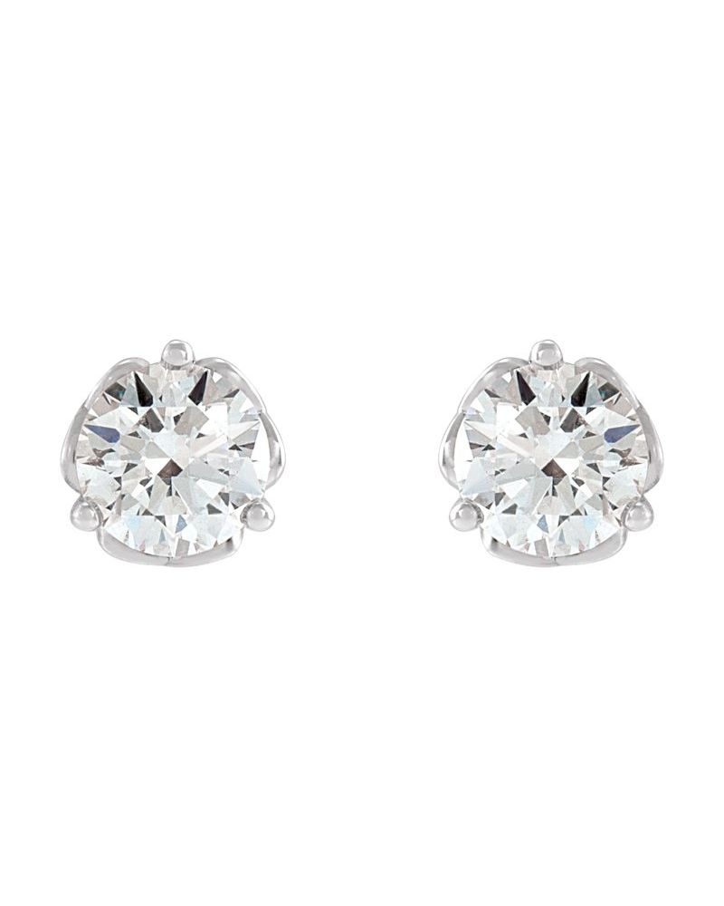 Brinco Ponto de Luz Redondo Três Garras Celta em Ouro 14k com Diamantes Naturais
