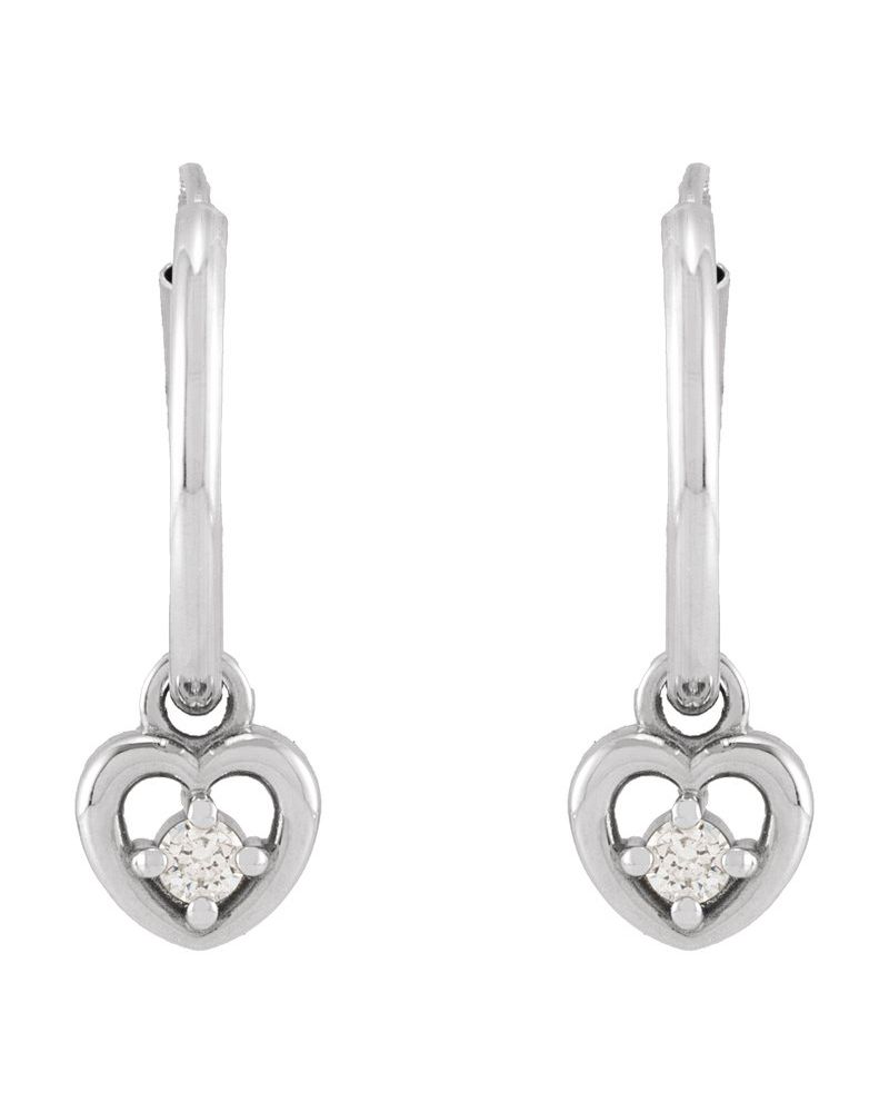 Brinco de Aro Coração em Ouro 14k com Diamantes Naturais
