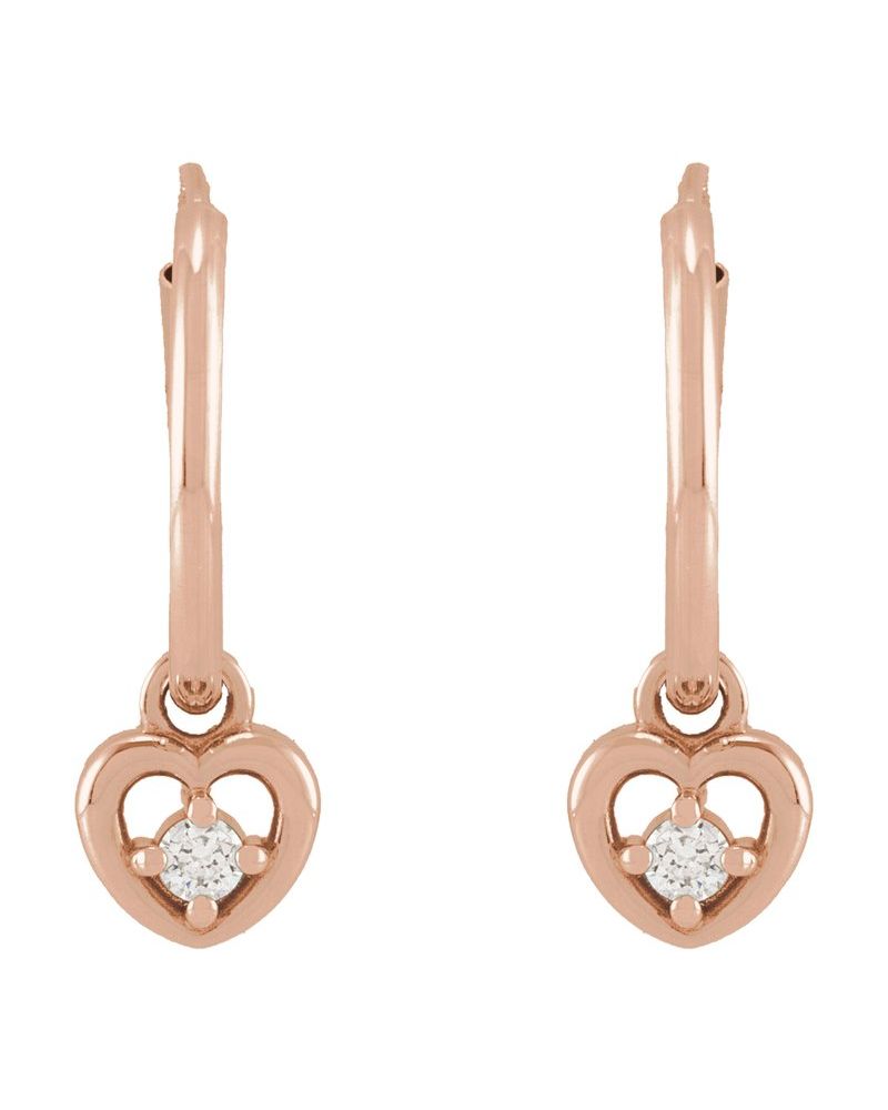 Brinco de Aro Coração em Ouro 14k com Diamantes Naturais