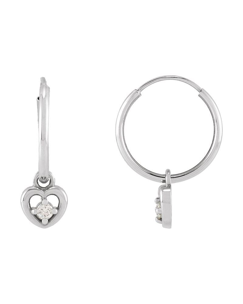 Brinco de Aro Coração em Ouro 14k com Diamantes Naturais