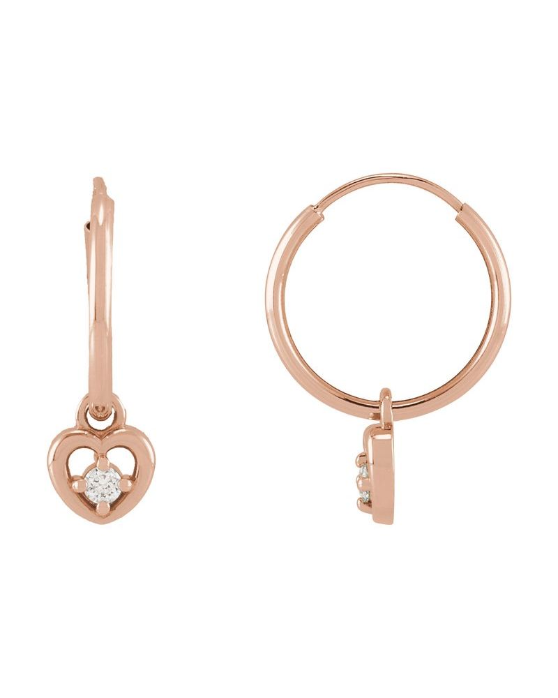 Brinco de Aro Coração em Ouro 14k com Diamantes Naturais