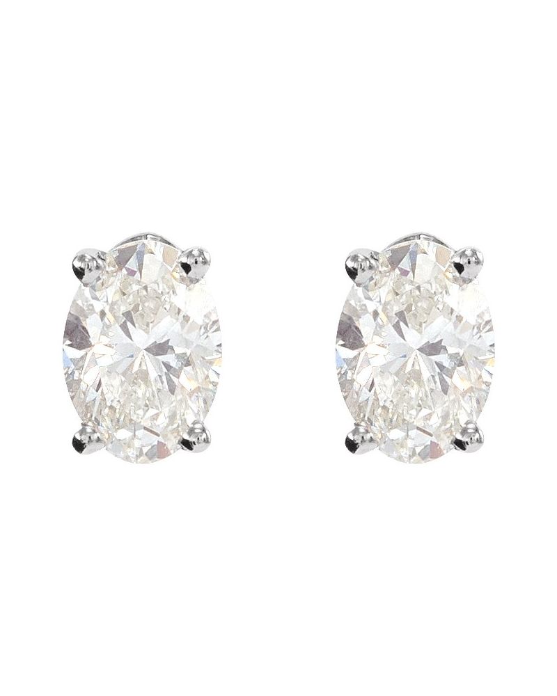 Brinco Ponto de Luz Oval Quatro Garras Leve em Ouro 14k com Diamantes de Laboratório