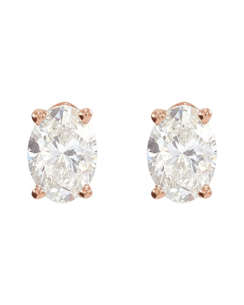 Brinco Ponto de Luz Oval Quatro Garras Leve em Ouro 14k com Diamantes de Laboratório