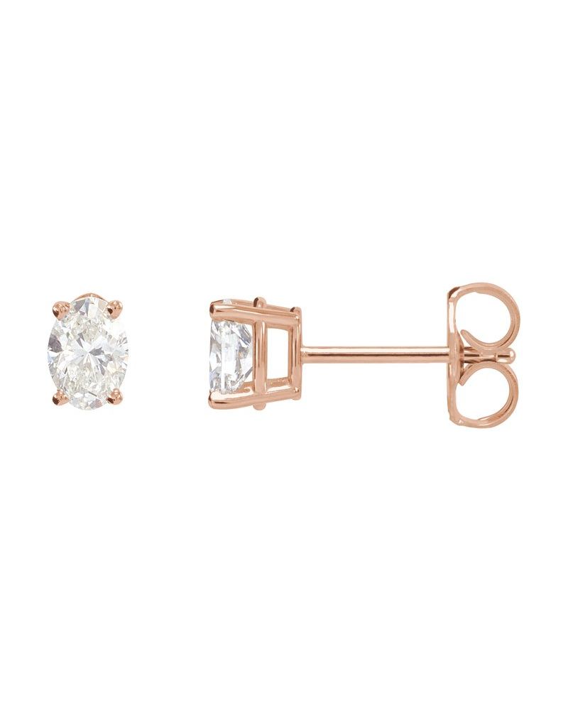 Brinco Ponto de Luz Oval Quatro Garras Leve em Ouro 14k com Diamantes de Laboratório