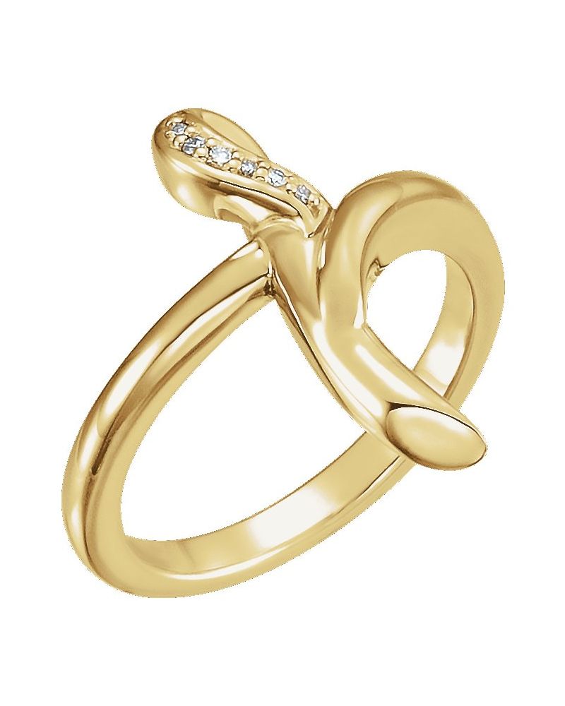 Anel Cruz Cravejado em Ouro 14k com Diamantes Naturais – Modelo 2