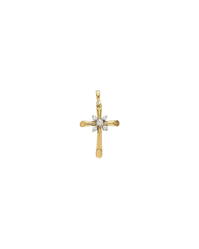 Pingente Cruz Cravejado em Ouro 14k com Diamantes Naturais – Modelo 26