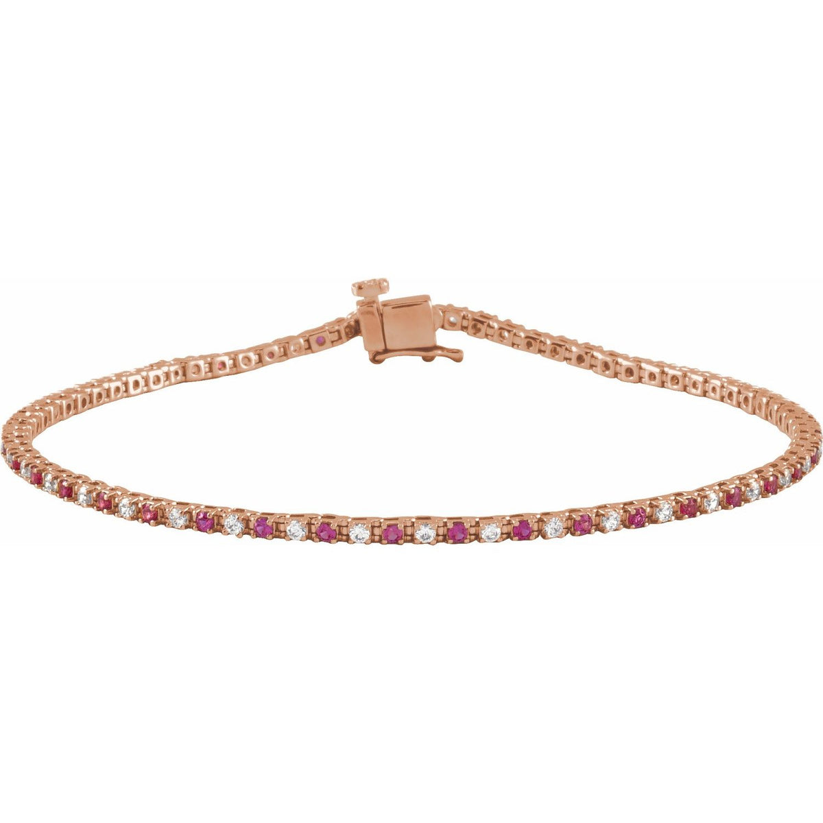 Pulseira riviera rubi – Ouro Rosé 14k
