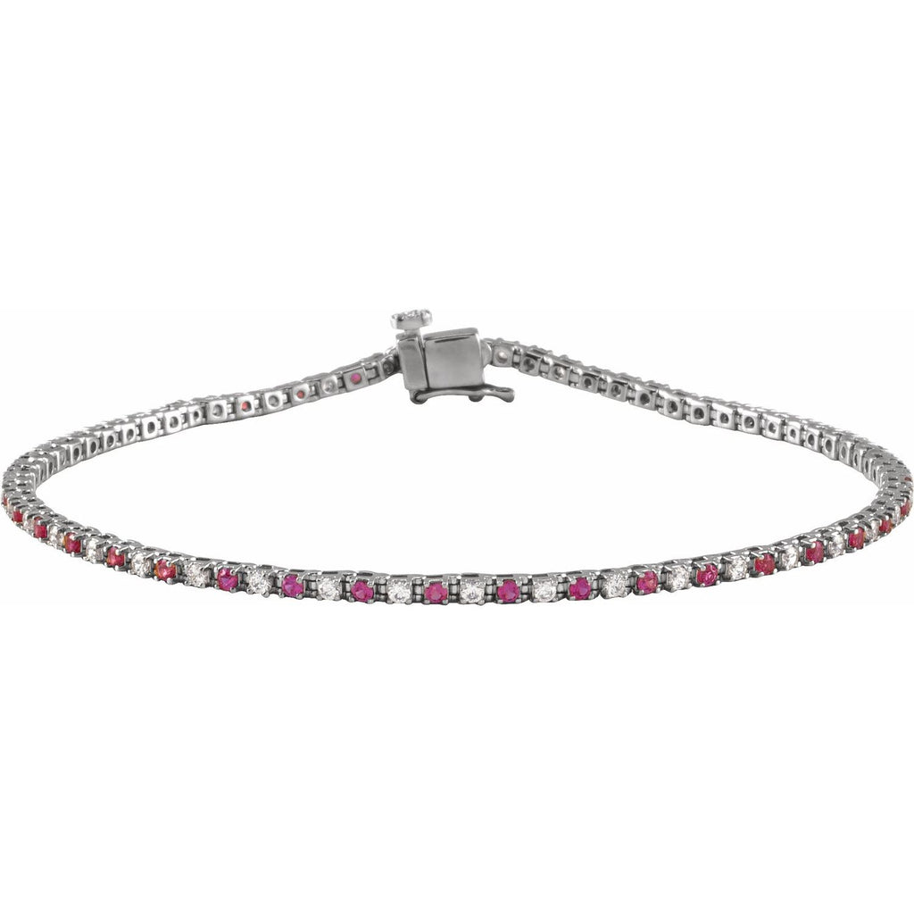 Pulseira riviera rubi – Ouro Branco 14k