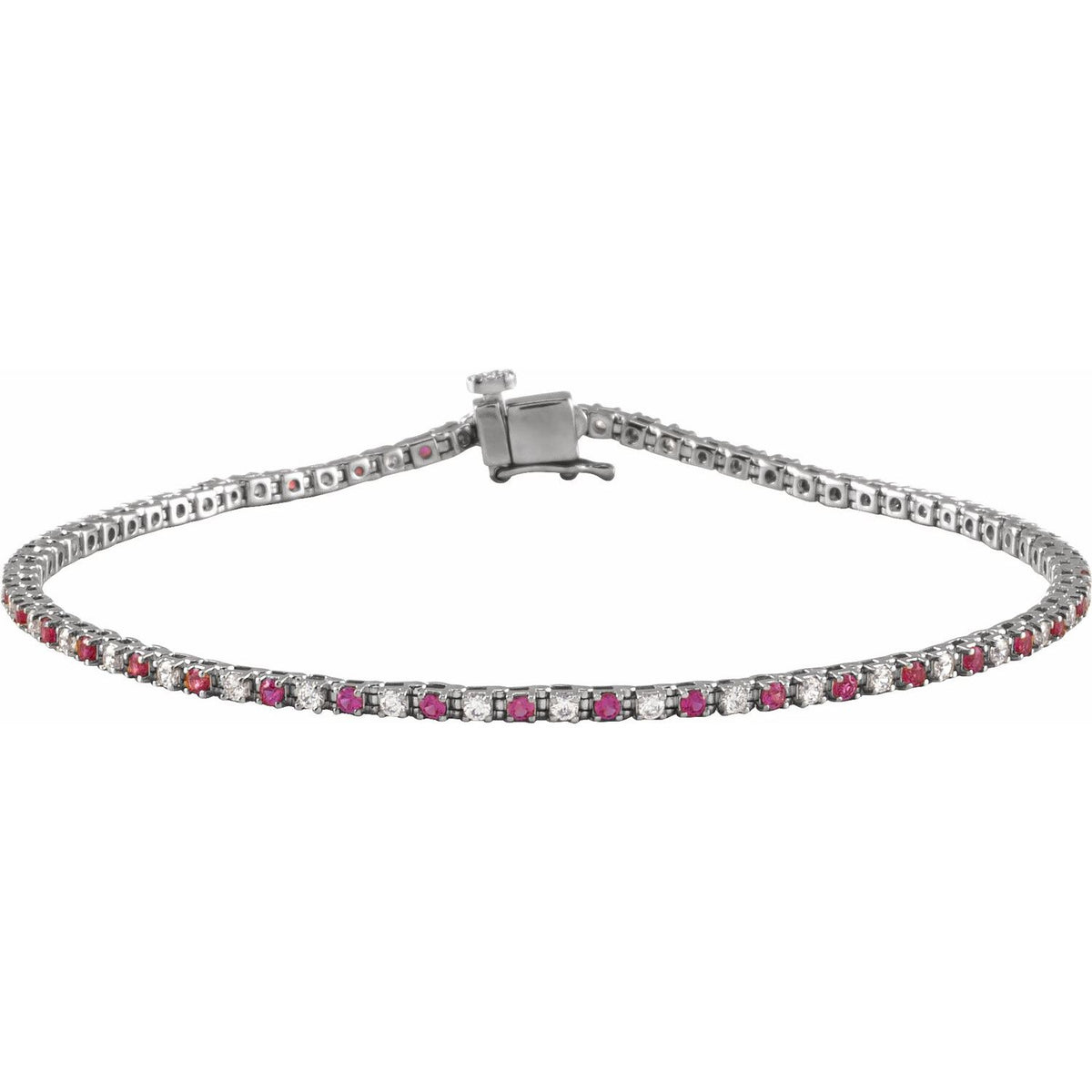 Pulseira riviera rubi – Ouro Branco 14k