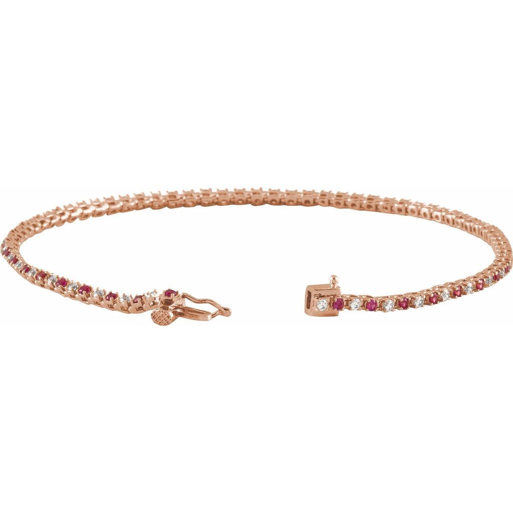 Pulseira riviera rubi – Ouro Rosé 14k