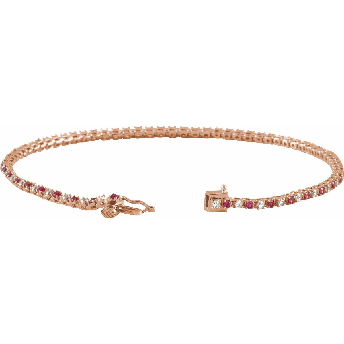 Pulseira riviera rubi – Ouro Rosé 14k
