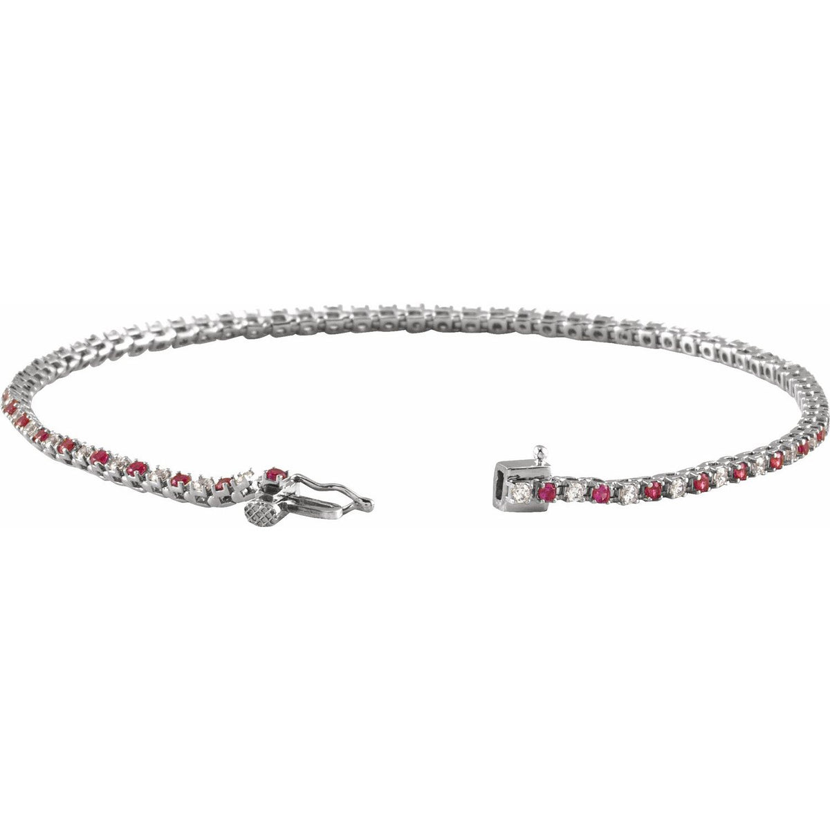 Pulseira riviera rubi – Ouro Branco 14k