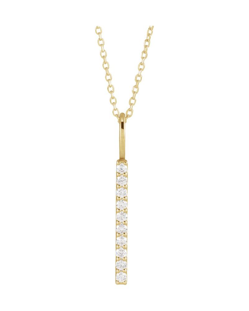 Colar Barra Vertical em Ouro 14k com Diamantes de Laboratório