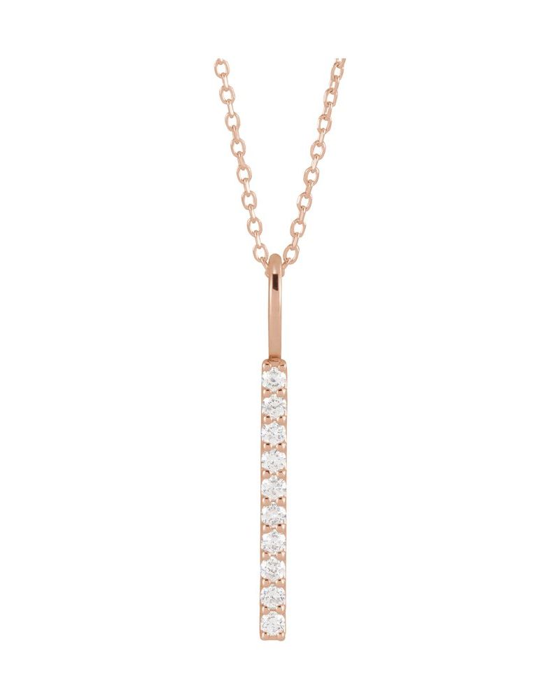 Colar Barra Vertical em Ouro 14k com Diamantes de Laboratório