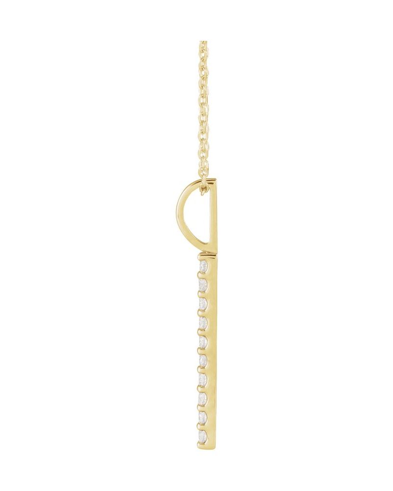 Colar Barra Vertical em Ouro 14k com Diamantes de Laboratório