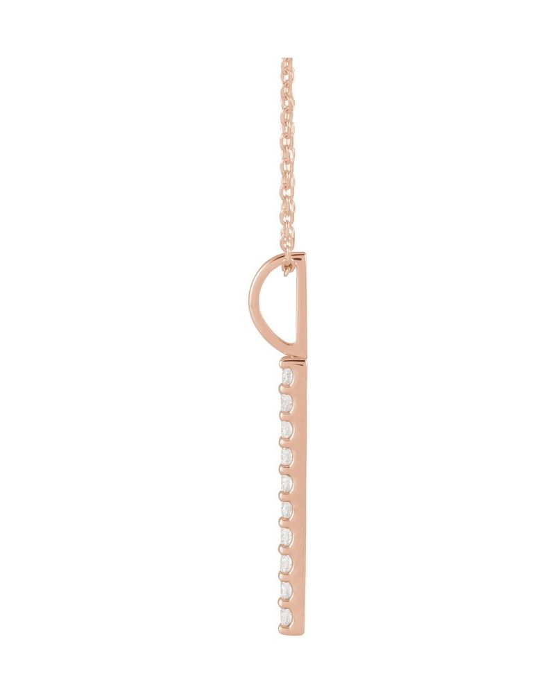Colar Barra Vertical em Ouro 14k com Diamantes de Laboratório