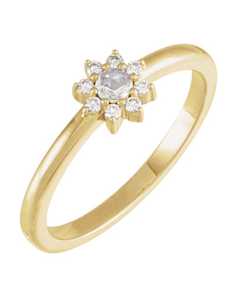Anel Halo em Ouro 14k com Diamantes Naturais – Modelo 3