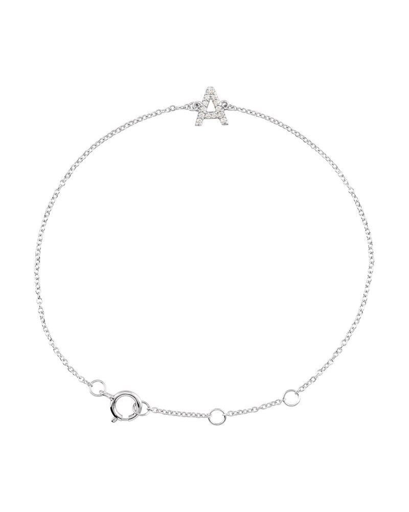 Pulseira Inicial em Ouro 14k com Diamantes Naturais