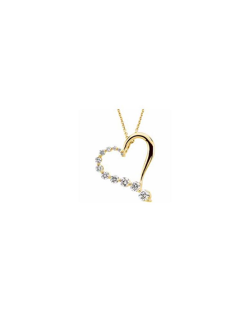 Colar Trajetória Coração em Ouro 14k com Diamantes Naturais – Modelo 2