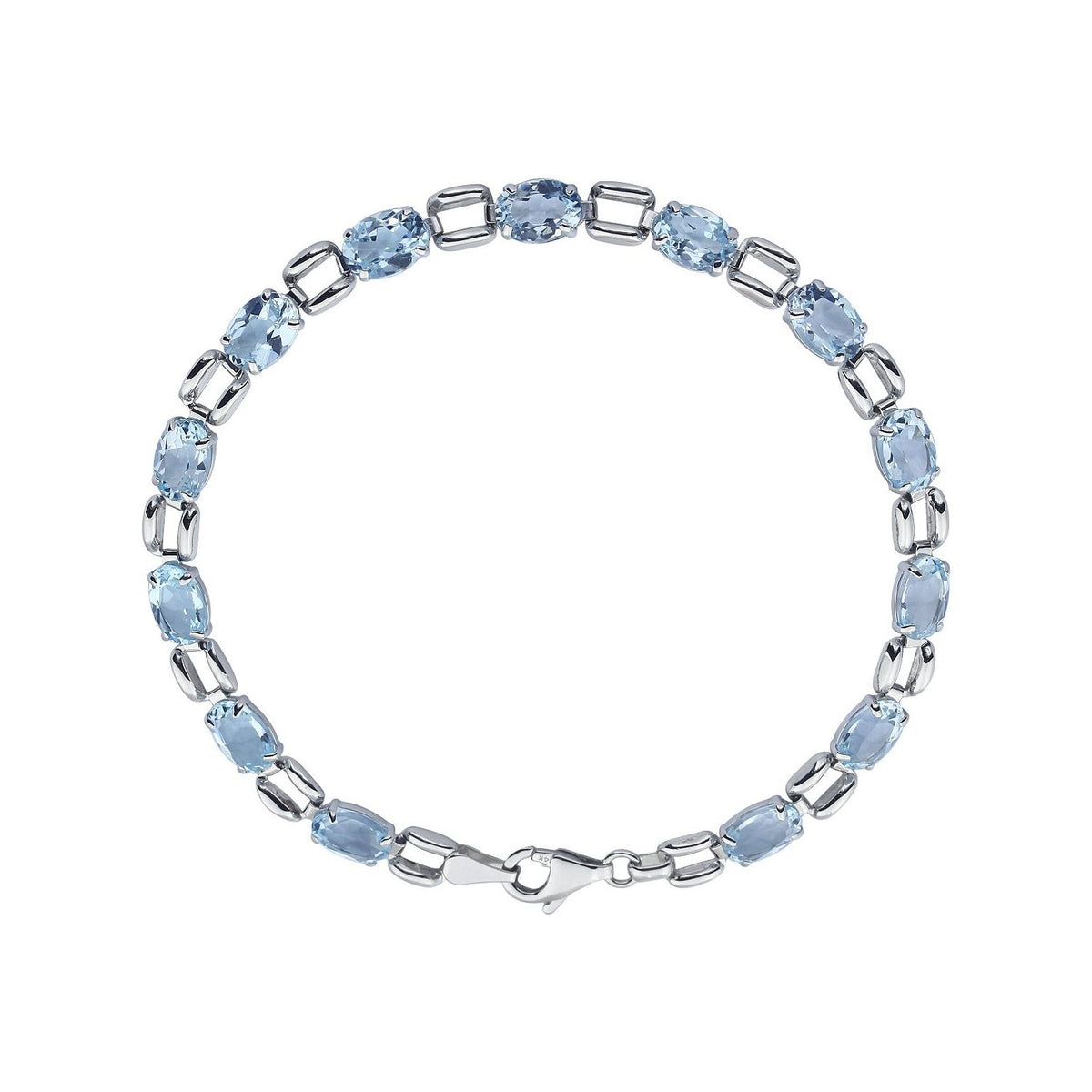 Pulseira riviera topázio azul – Ouro Branco 14k
