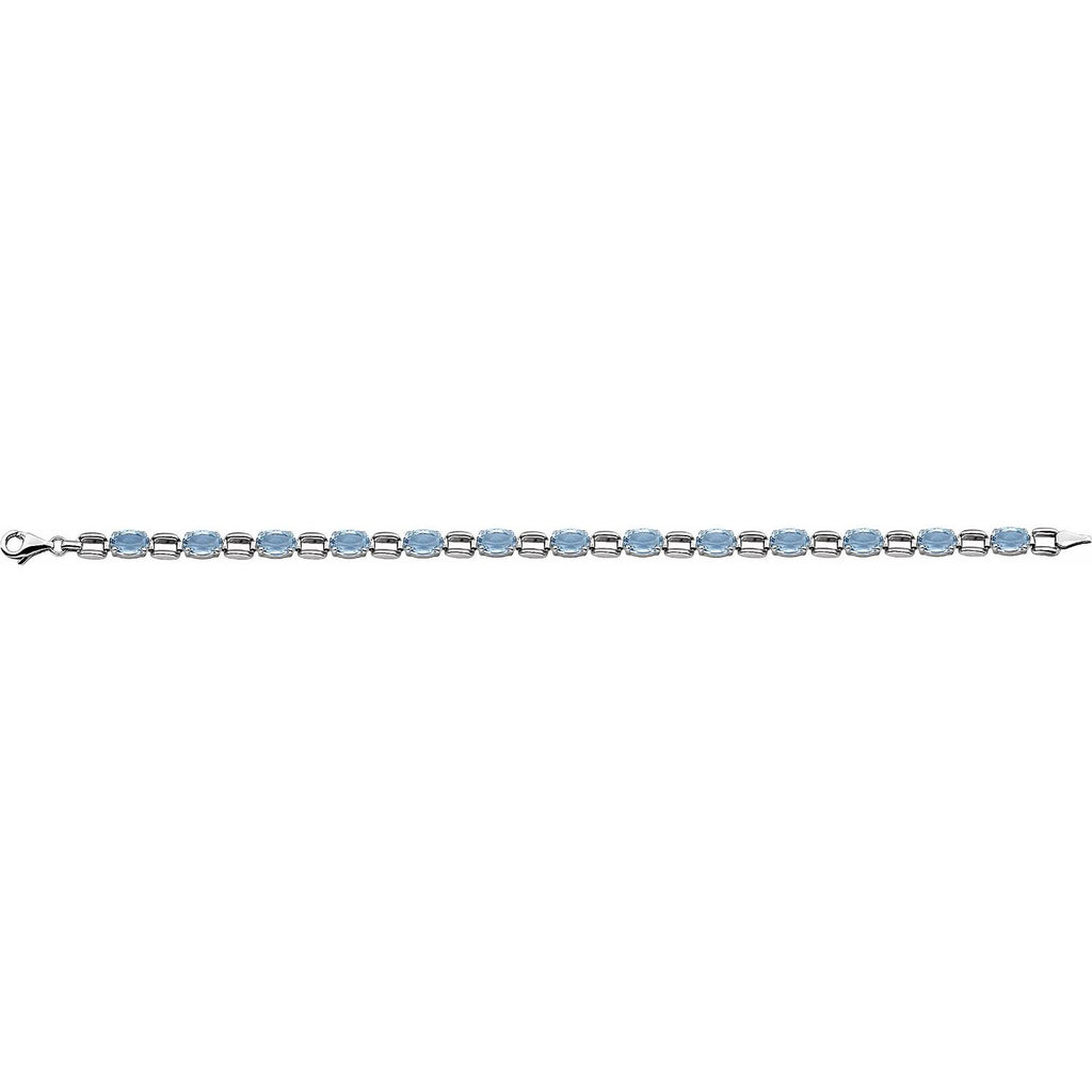Pulseira riviera topázio azul – Ouro Branco 14k