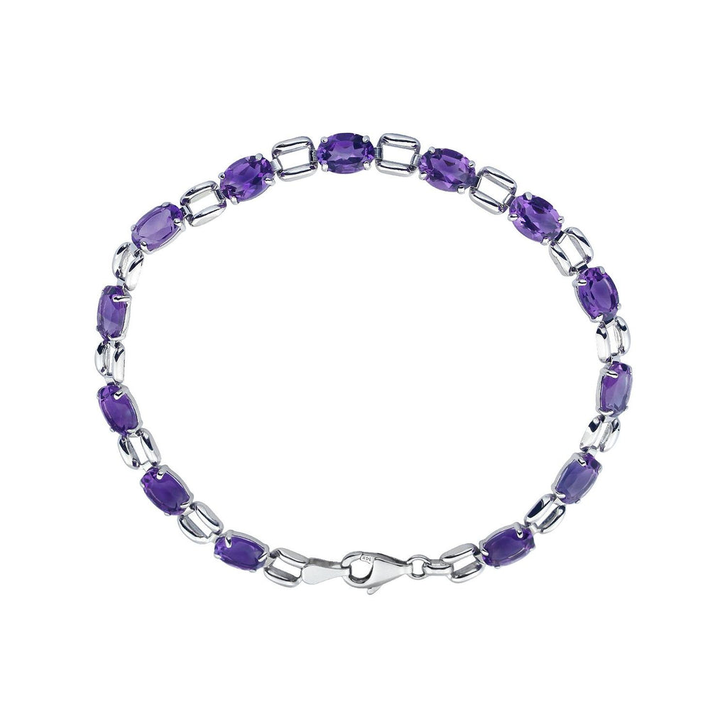 Pulseira riviera ametista – Ouro Branco 14k