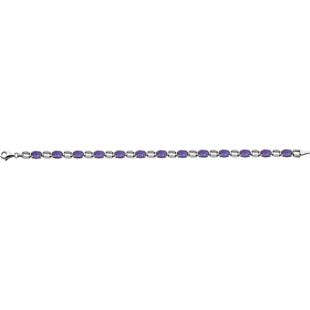 Pulseira riviera ametista – Ouro Branco 14k