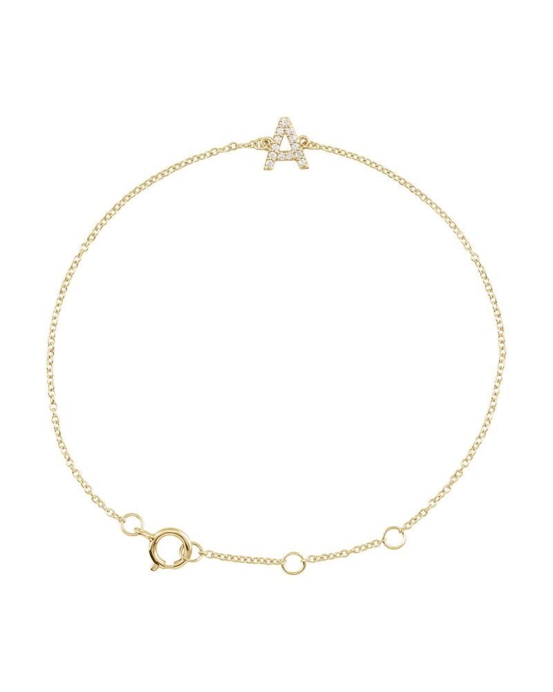 Pulseira Inicial em Ouro 14k com Diamantes Naturais