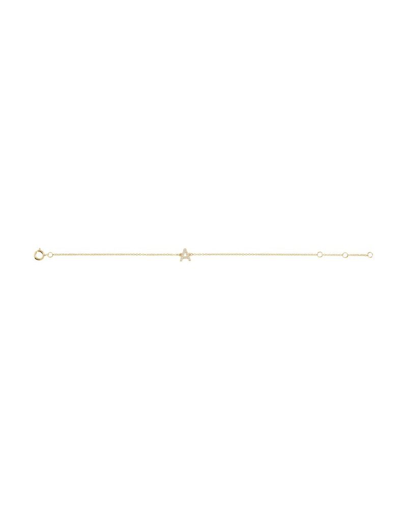 Pulseira Inicial em Ouro 14k com Diamantes Naturais