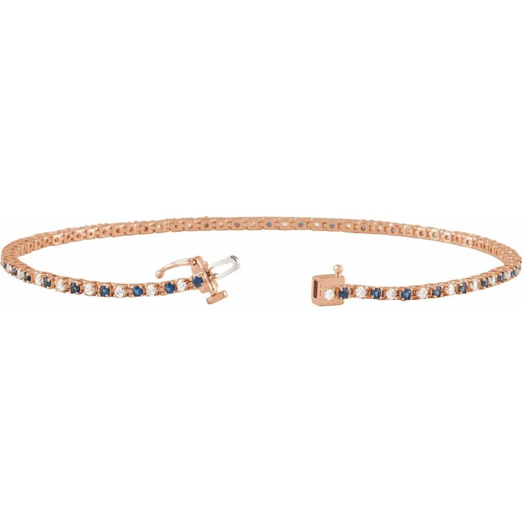 Pulseira riviera safira – Ouro Rosé 14k