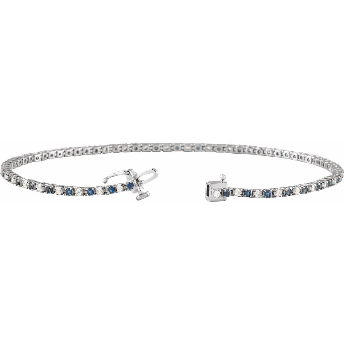 Pulseira riviera safira – Ouro Branco 14k