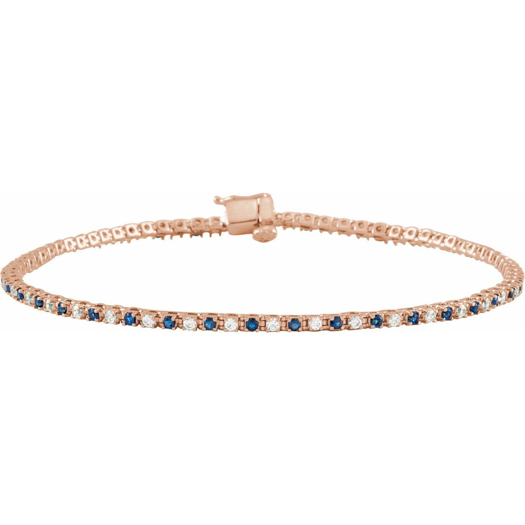 Pulseira riviera safira – Ouro Rosé 14k