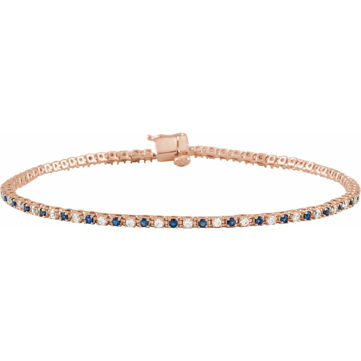 Pulseira riviera safira – Ouro Rosé 14k