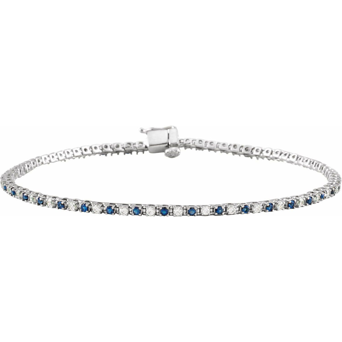 Pulseira riviera safira – Ouro Branco 14k