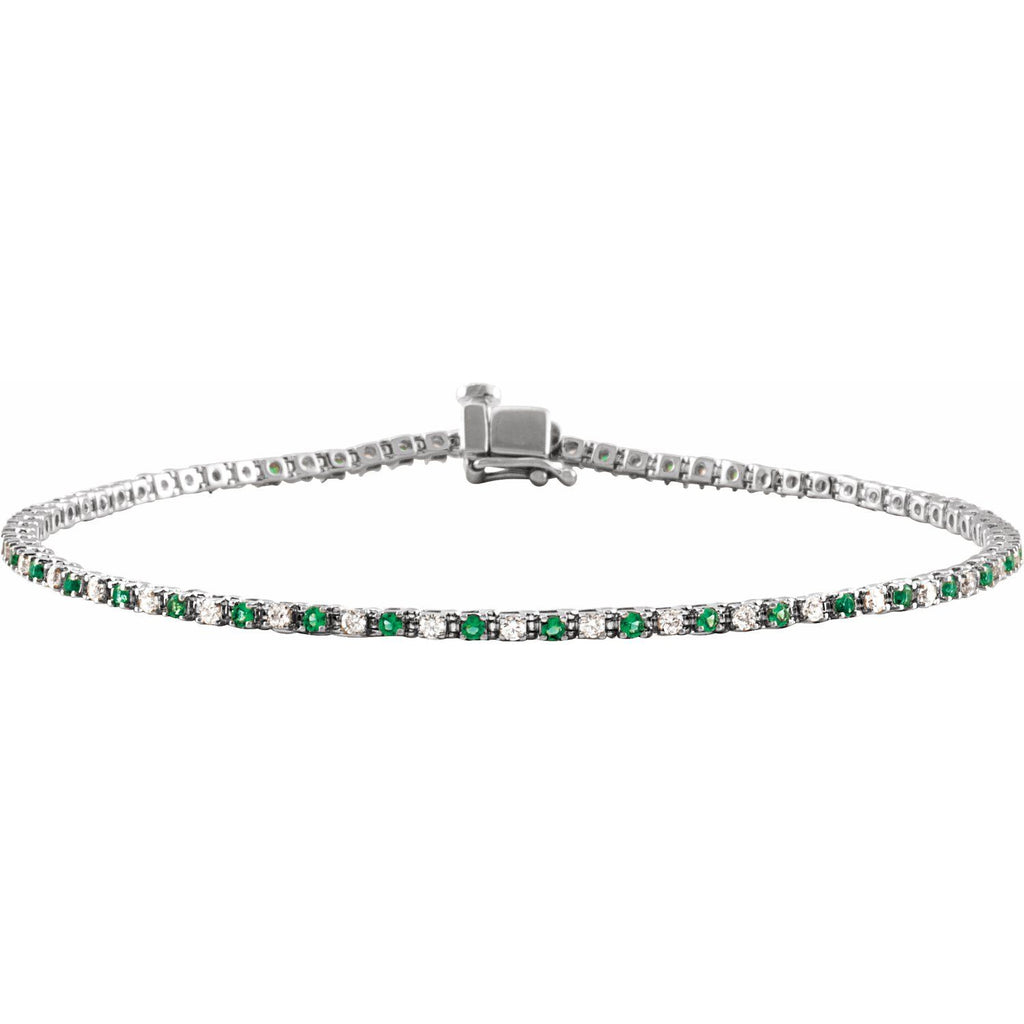 Pulseira riviera esmeralda – Ouro Branco 14k