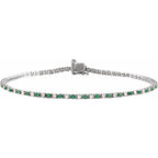 Pulseira riviera esmeralda – Ouro Branco 14k