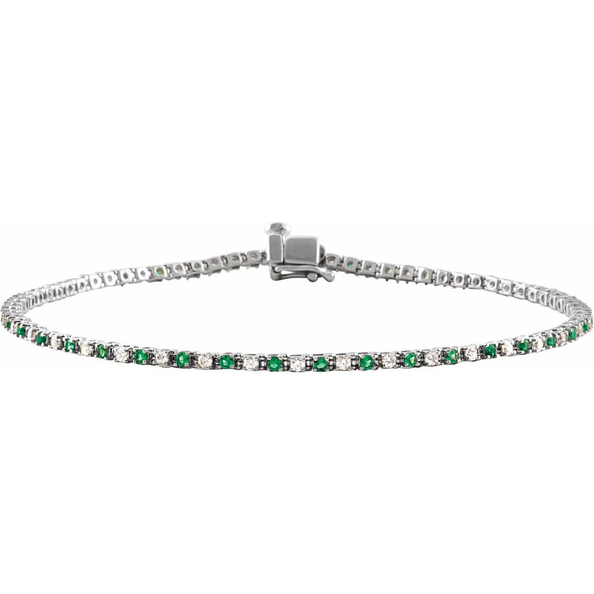 Pulseira riviera esmeralda – Ouro Branco 14k