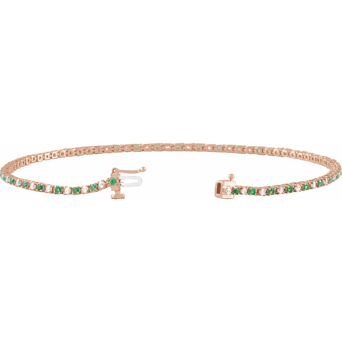 Pulseira riviera esmeralda – Ouro Rosé 14k