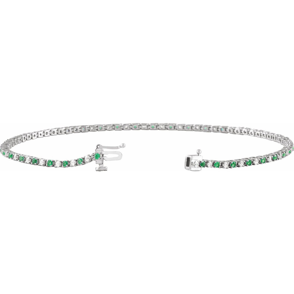 Pulseira riviera esmeralda – Ouro Branco 14k