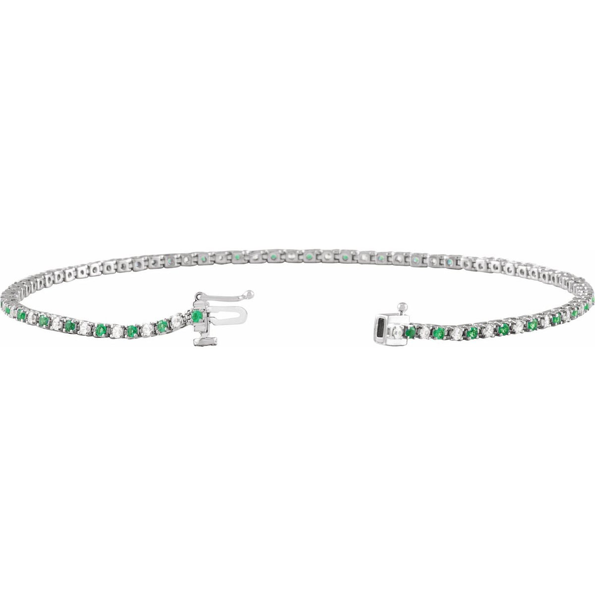 Pulseira riviera esmeralda – Ouro Branco 14k