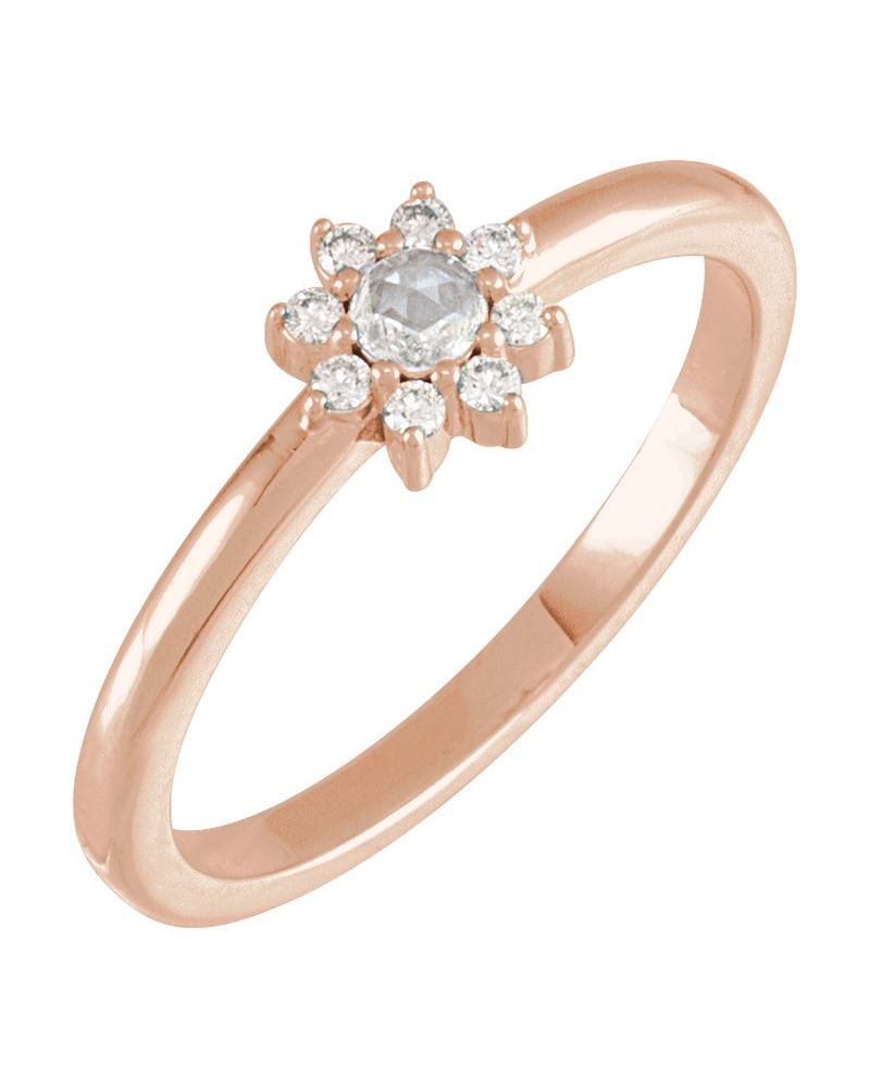 Anel Halo em Ouro 14k com Diamantes Naturais – Modelo 3
